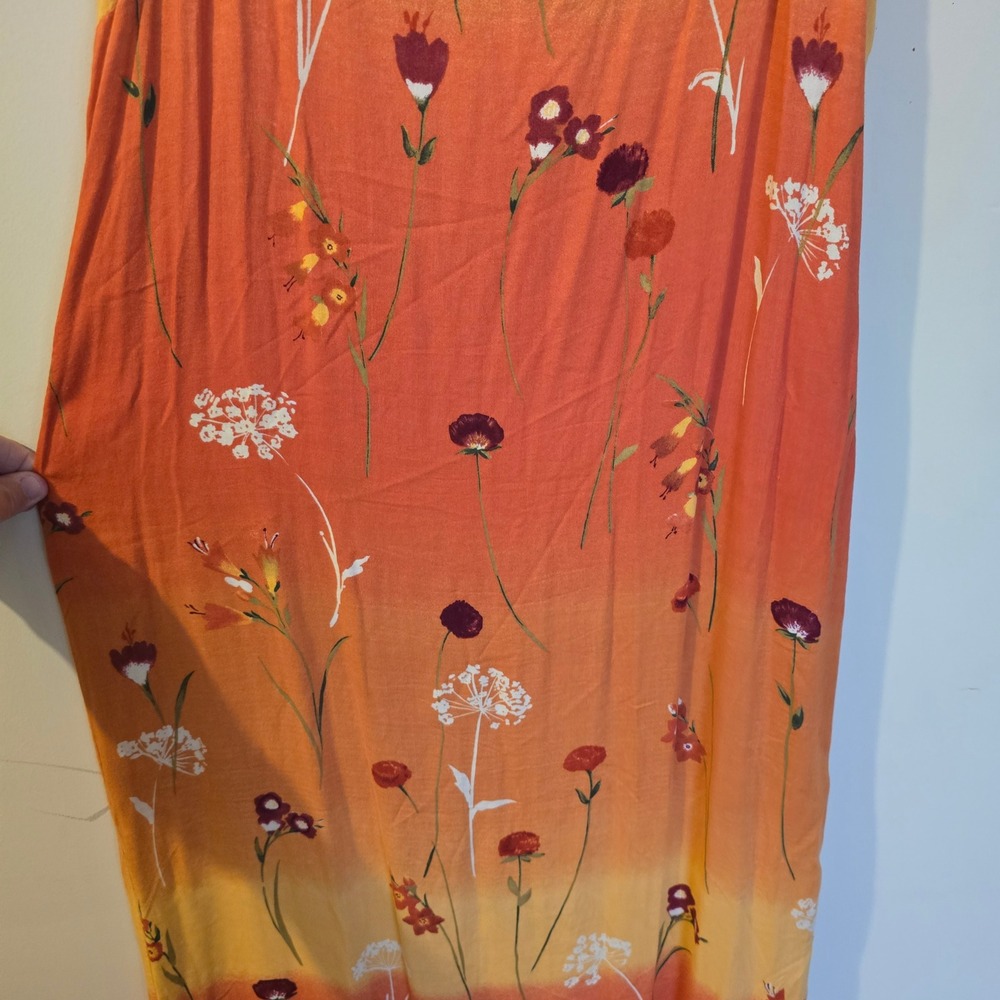 No Boundaries Vintage Floral Ombre Maxi Dress Orange Yellow Sunset Wildflower - Picture 4 of 6